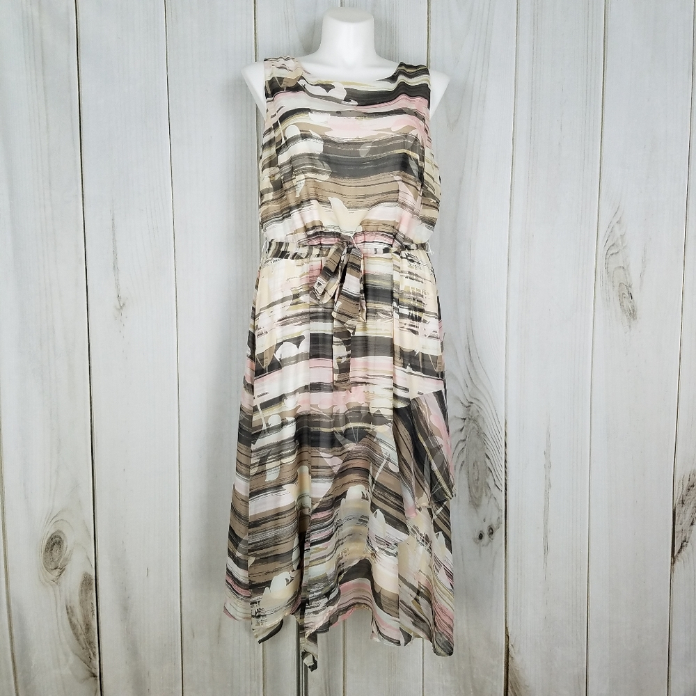 Cato Brown Pink Floral Camo Print Dress Size 22/24 Woman